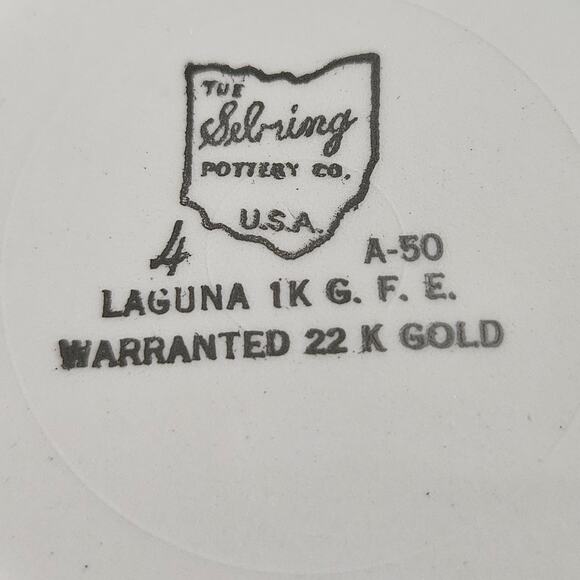 Sebring Pottery Laguna 6.25" Bowls Set of 3 22K Gold Trim Floral USA - Picture 3 of 6